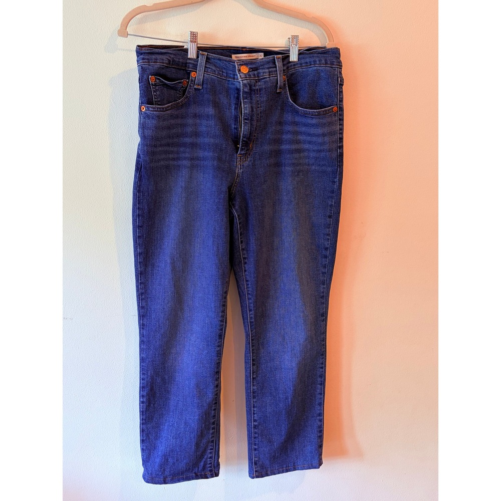 Levis 724 High Rise Straight Jeans Womens 32 Blue Medium Wash Denim